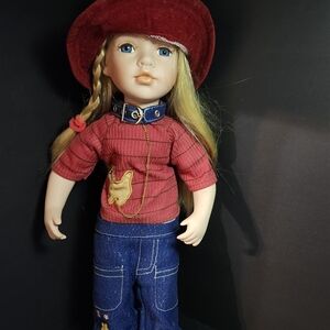 Stylish Red and Blue Porcelian  Doll with Hat